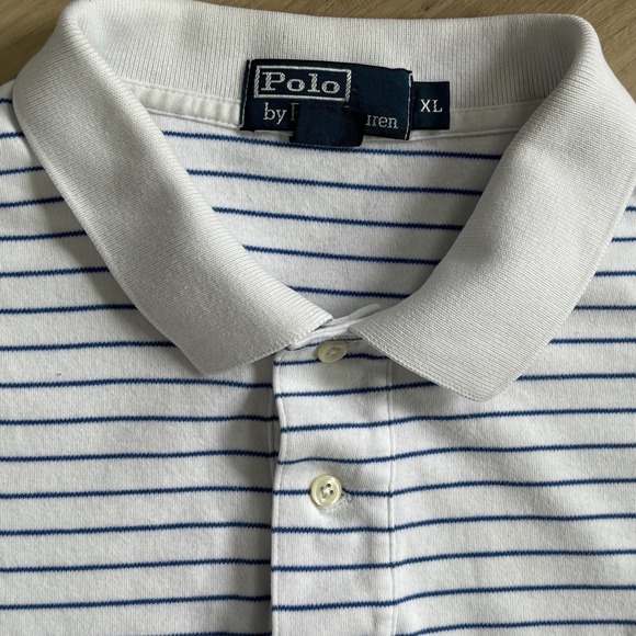Polo Ralph Lauren Men's XXL‎ Classic Fit Short Sleeve White Blue Striped Pony - Picture 6 of 6